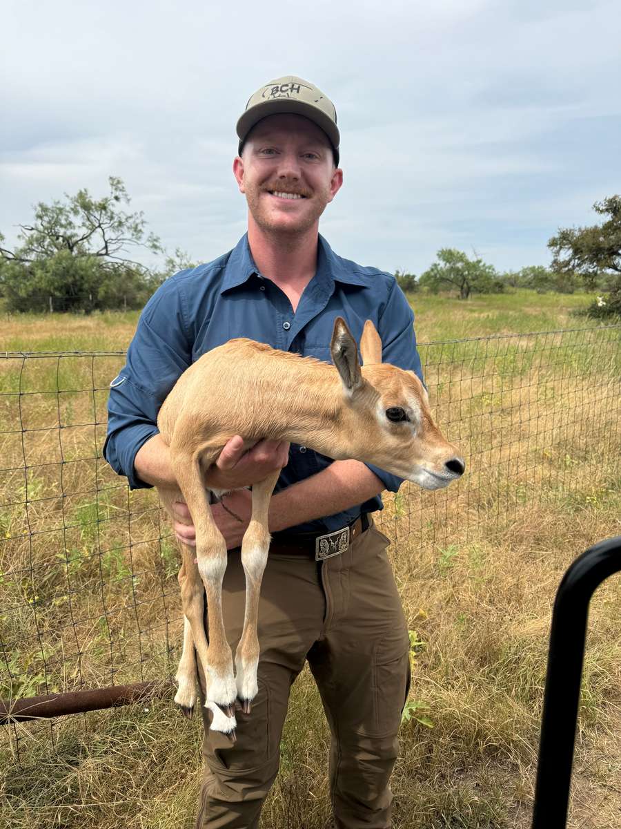 Wade Ledbetter and baby oryx